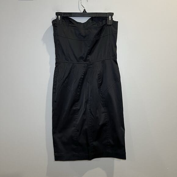 Club Monaco black satin strapless Corset Cocktail Dress Size 2 New With Tags - Picture 2 of 7